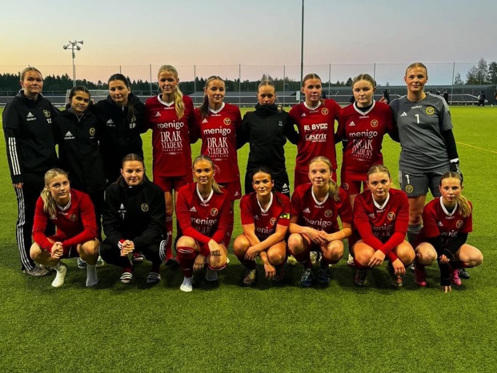 Lagbild på Alnö IF Utveckling som besegrade Kovlannd med 2-1 under torsdagskvällen. Foto: Alnö IF dam U.