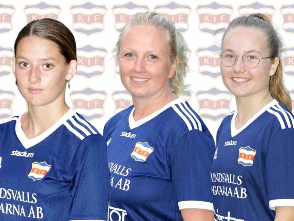 Kovlands målskyttar mot Söråker, fr v Tella Åström, Petra Blückert och Alma Häggkvist. Foto: KIF dam.