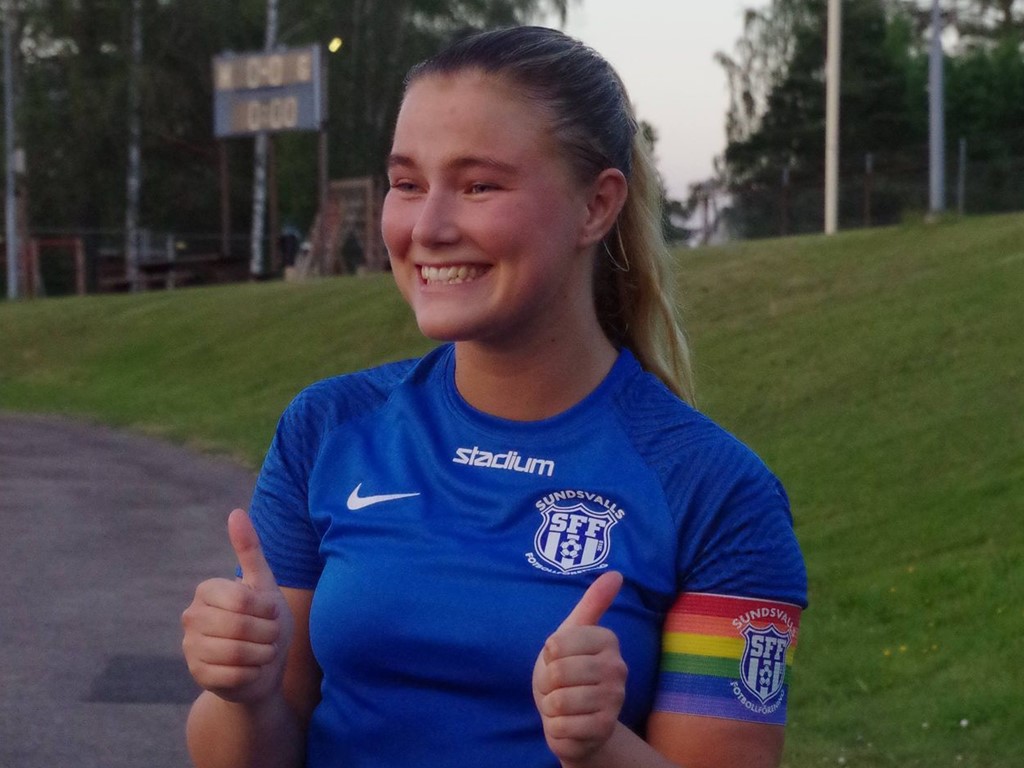 Lagkaptenen Frida Pedro nickade SFF till A-slutspelet. Arkivfoto: Pia Skogman, Lokalfotbollen.nu.