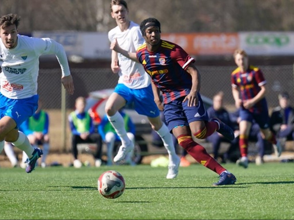 Kalfa Kargbogjorde Selångers 2-0-mål i premiären mot Ope. Foto: Anders Thorsell, Sportactionpictures.