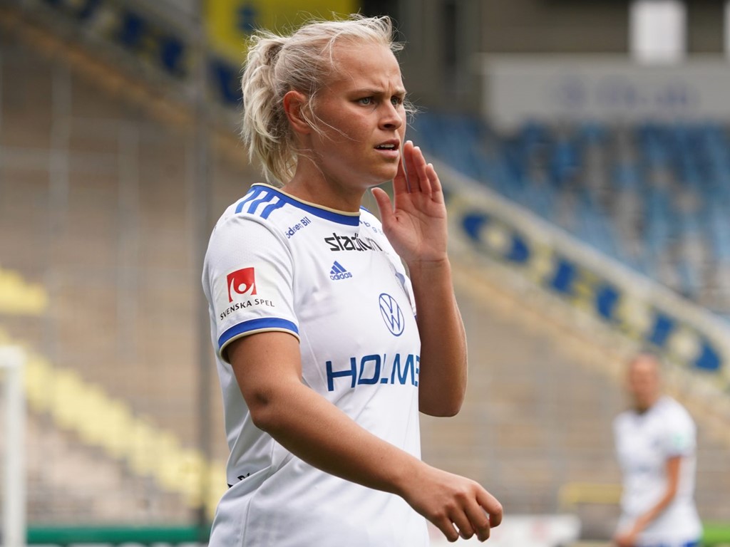 SDFF har lånat in yttern Molly Wiklander från damallsvenska IFK Norrköping. Idag gjorde hon båda målen för sin nya klubb i 2-1-vinsten över IK Rössö. Foto: IFK Norrköpings hemsida.