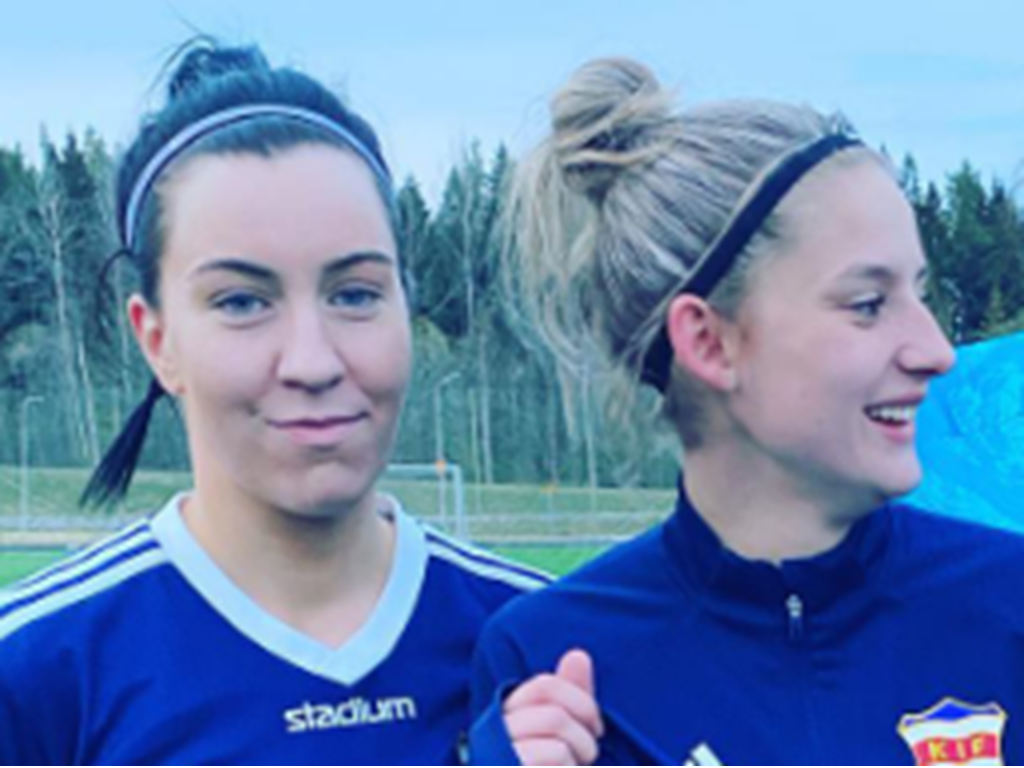 Felicia Högkvist och Tella Åström gjorde två mål vardera i Kovlands 7-0-vinst över SFF. Foto: KIF dam.